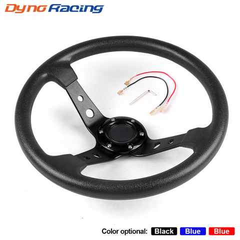 14inch 350mm PU Leather Car Racing Steering Wheel Aluminum Alloy Deep Corn Dish Sport Drifting Steering Wheels Universal ► Photo 1/6