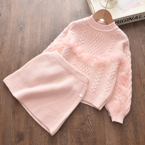 Menoea Kids Winter Clothes Baby Girl Knitted Dress Warm Autumn Girls Ruffled Sleeve Lace Design Sweater Dress Outfits Dresses ► Photo 1/6