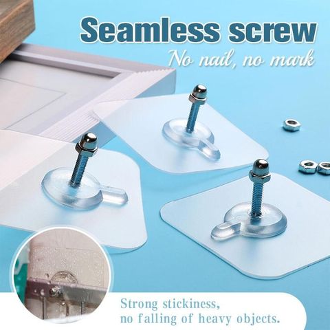 4Pcs Seamless Screw Stainless Hanger Screws Seamless Adhesive Hook Viscose Hook Screw Strong Pendant Paste Screws Hook Wall ► Photo 1/6