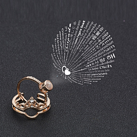 Fashion Design 100 Language I Love You Ring Elegant Female Bridal Wedding Projection Set Rings Love Memory Ring Romantic Jewelry ► Photo 1/6