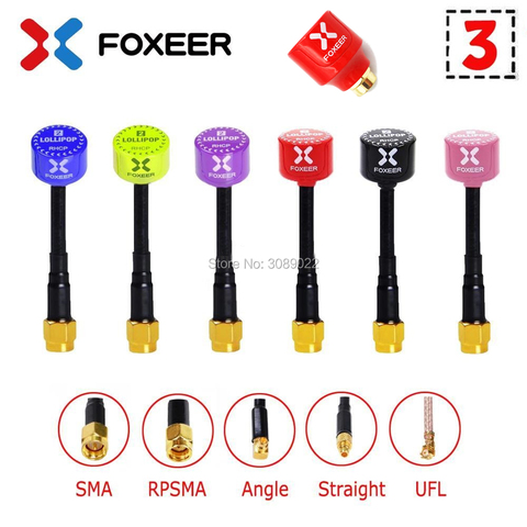 Foxeer Antenna Lollipop 3 V3 FPV Antenna 5.8G 2.3Dbi Stubby RHCP SMA RPSMA UFL Straight/Angle MMCX 7.2g For FPV RC Racing Drone ► Photo 1/6