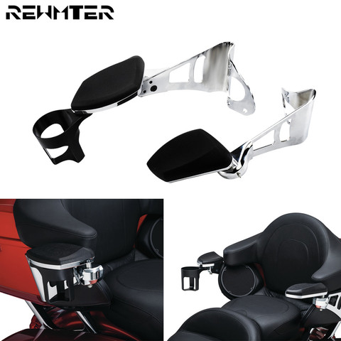 Motorcycle Chrome Passenger Armrests W/ Cup Holder For Harley Touring 2014-2022 Road Glide Ultra Electra Tri Glides ► Photo 1/6