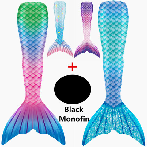 NEW!2022 Little Mermaid Tails With Black Monofin Swimwear for Kids Adults summer Dress swimmable Suit Mermaid Costume ► Photo 1/6