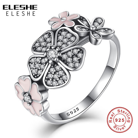 Valentine's Day Authentic 925 Sterling Silver Pink Flower Poetic Daisy Cherry Blossom Finger Rings for Women Original Jewelry ► Photo 1/6