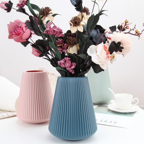 Nordic Creative Vase Home Decor Flower Vases for Homes Wet and Dry Planter Desk Decoration Imitation Ceramic Plastic Crafts ► Photo 1/6