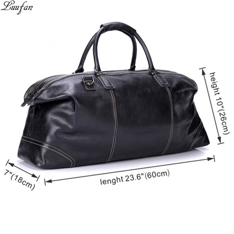 Luufan Genuine Leather Mens Travel Bag Unisex Big Capacity Business Travel Duffel Soft Cowhide Carry Hand Luggage Bags Black ► Photo 1/6