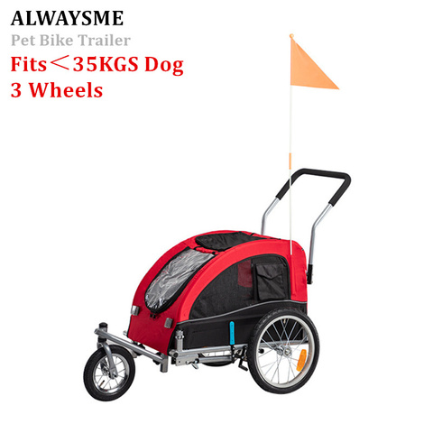 ALWAYSME 3 Wheels Bike Pet Dog Trailer Stroller Push Carts Trolley,Fits Less Than 35KGS Pet Dog ► Photo 1/1