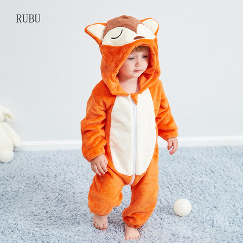 Winter Baby rompers fox boys girls clothes new born baby jumpsuit Toddler winter hooded animal pajamas bebe romper baby costume ► Photo 1/6