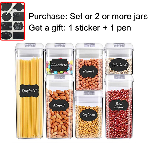 Purchase Set [Send 1 Sticker + 1 Pen] Food Storage Container Acrylic Kitchen Storage Multigrain Storage Jar Transparent Sealed ► Photo 1/6