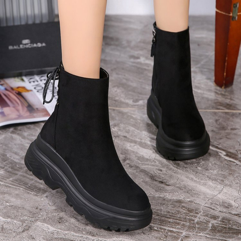 LYXLYH Ankle Boots Women 2022 Winter Black Boots Woman Casual Shoes Plush Platform Snow Boots Women Martin Shoes Female Sneakers ► Photo 1/6