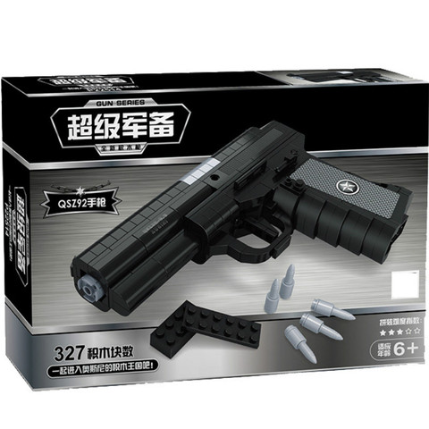 22514 327Pcs Qsz92 Semi Automatic Pistol Arms Model 1:1 Black Gun Building Block Brick Toy ► Photo 1/4