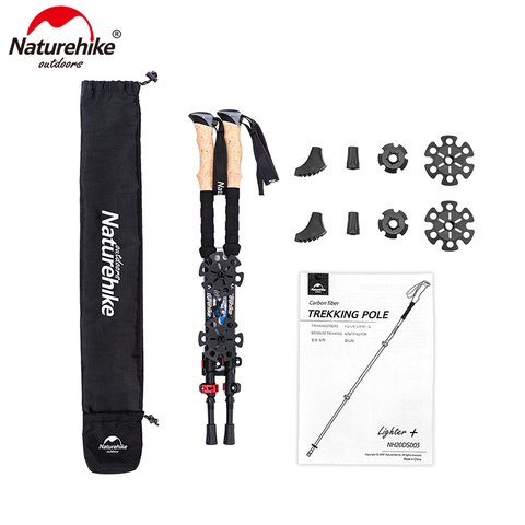 Naturehike Carbon Fiber Trekking Poles Collapsible Telescopic Walking Sticks with Cork Handle Ultralight Hiking Stick NH20DS003 ► Photo 1/6