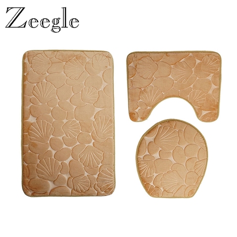 Zeegle Rug Bathroom Mat Microfiber Bath Mats Set Toilet Rugs Anti Slip Floor Mats Bath Carpets Set Toilet Lid Cover Shower Rug ► Photo 1/6