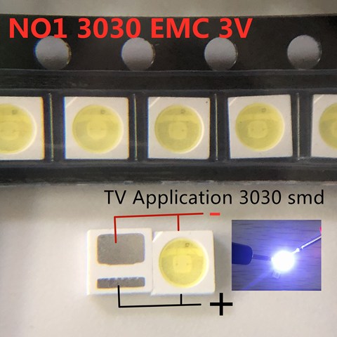 200pcs EVERLIGHT LED Backlight 1W 3030 3V Cool white 80-90LM TV Application 62-113TUN2C/S5000-00F/TR8-T ► Photo 1/6