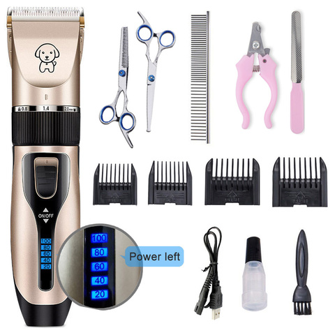 Pet Cat Dog clippers professional Dogs grooming clipper groomer kit USB Rechargeable Low-noise Pets Hair Trimmer Display battery ► Photo 1/6