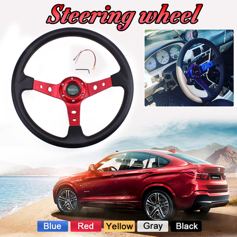 RASTP-14inch 350mm Universal Racing Drift Steering Wheel  Aluminum PU Car Sport Steering Wheels Car Accessories RS-STW020-TP ► Photo 1/6