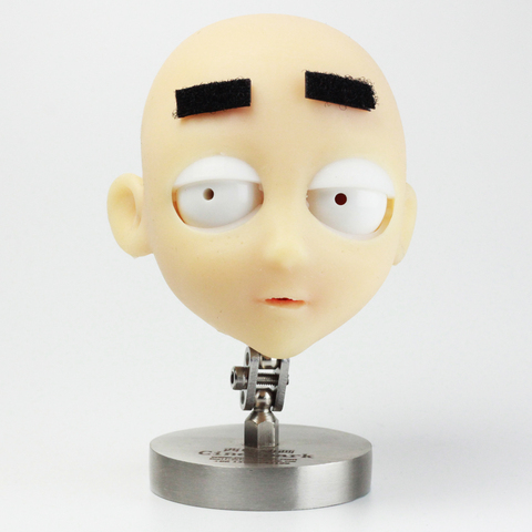 silicone head with adjustable constructure inside for eye,mouth,eyebrow,eyelid movements for stop motion puppet ► Photo 1/6