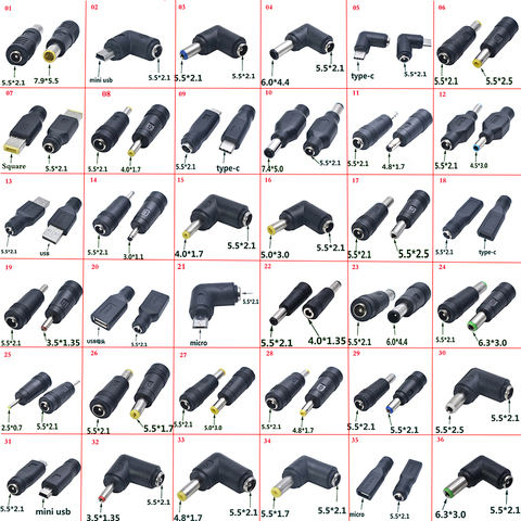 1Pcs Common DC Power male to female 6.5*4.4 / 4.0X1.7 / 3.0*1.1 / 5.5*2.5/usb to 5.5*2.1 plug Converter Laptop Adapter connector ► Photo 1/6