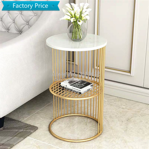 Nordic Simple Golden iron Coffee Table with Marble tabletop Living Room Minimalist Bed Iron Small Table Sofa Shelf 30*55cm ► Photo 1/6