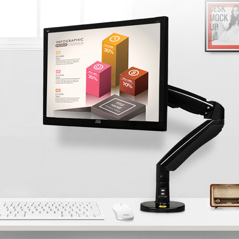 NB F100A Monitor Desk Mount Full Motion 360 Rotate Swivel Monitor Arm with Gas Spring for 22''-35''Monitors from 3 to12kg ► Photo 1/6