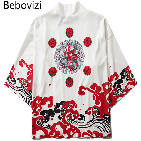 Bebovizi Japanese Demon Kimono Men Cardigan Shirt Yukata Man Haori Obi Clothes Tradition Clothing Male China Kimono Robe ► Photo 1/6