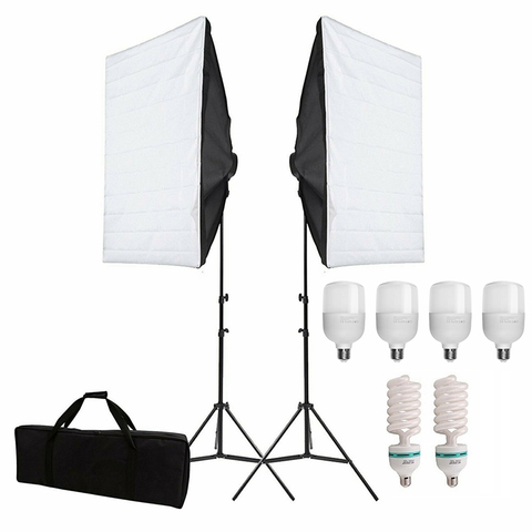 Photography Studio Softbox Lighting Kit E27 Socket 135W/25W Bulb 2m Light Stand Professional Continuous Light System Equipment ► Photo 1/6
