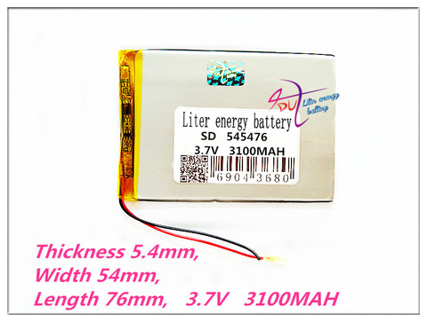 545476 3.7V 3100MAH 505575 Lithium polymer Battery With Protection Board For Tablet V3000HD MP3 MP4 MP5 GPS ► Photo 1/1