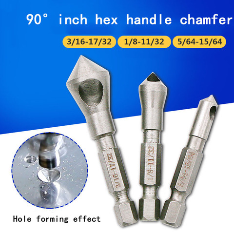 3Pcs 90 Degrees Countersink Bit Set Deburring Drill Bits Tapper Hole Cutter Hand Tools Wood Wooden Metal Woodworking Hole Saw ► Photo 1/6