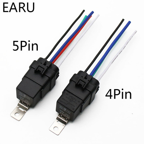 Car Auto Automobile Relay Sealed Waterproof Integrated Wired  DC12V 40A 5Pin 4pin Auto Relay + Holder With 105mm Length Wires ► Photo 1/6