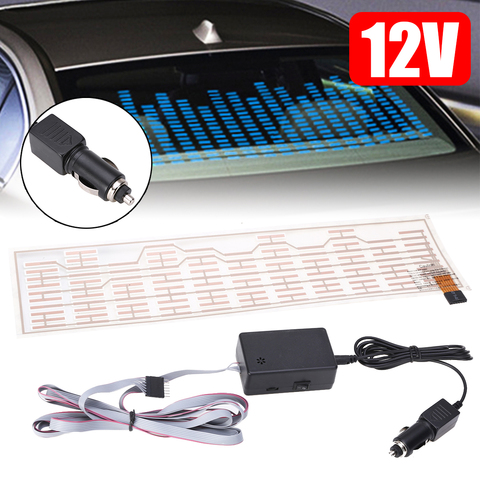 Neon Lamp Kit 45*11cm Car Blue LED Music Rhythm Flash Light Sound Activated Sensor Equalizer Rear Windshield Sticker Styling ► Photo 1/6