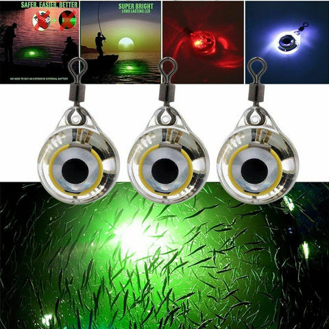 Ｍini Fishing Lure Trap Light LED Deep Drop Underwater Eye Shape Fishing Squid Bait Luminous Lure Lamp ► Photo 1/6