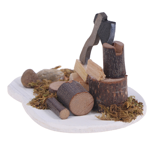 1Set 1:12 Dollhouse Miniature Wood Chopping Axe Scene Model Garden Decor Accessories ► Photo 1/6