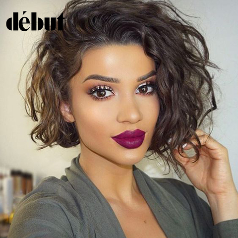 Debut Hair Wigs For Black Women Brazilian Remy Water Wave Lace Part Human Hair Wigs Omber Short Part Lace Wigs Free Shipp ► Photo 1/6