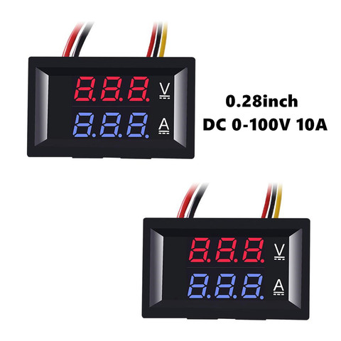 Mini Digital Voltmeter Ammeter DC 100V 10A Panel Amp Volt Voltage Current Meter Tester Detector 0.56