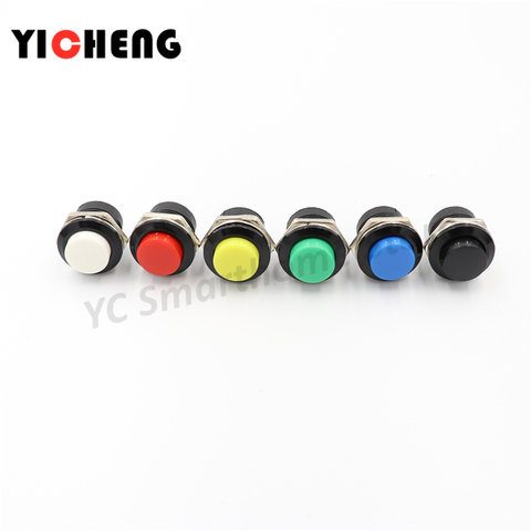 6 pcs  Momentary SPST NO  Round Cap Push Button Switch AC 6A/125V 3A/250V 6color R13-507 momentary push button ► Photo 1/6