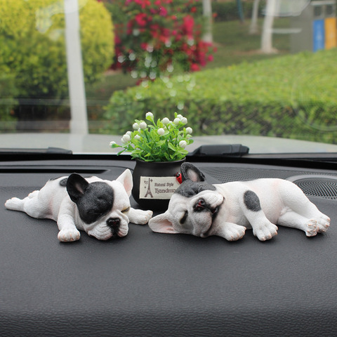Car Ornaments Sleeping Position French Bulldog Car Decoration Cute Simulation Dog cModel Car Interior Accessories Coche ► Photo 1/6