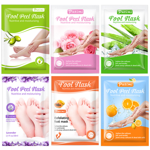 6packs Exfoliating Foot Mask Scrub Foot Care Feet Patches Socks for Pedicure Socks Feet Peeling Mask Removes Calluses Dead Skin ► Photo 1/6