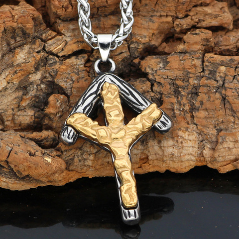 Noridc Viking Rune Stainless Steel Necklace For Men With Valknut Gift Bag ► Photo 1/6