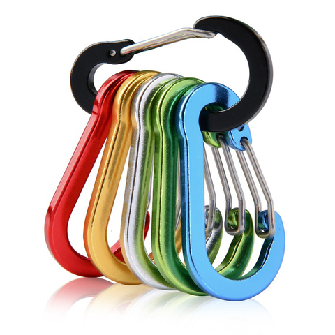 5pcs Aluminum Alloy Keychain Lock Buckle Snap Clip Tools Carabiner Outdoor Backpack Camping Climbing Booms Fishing Hook ► Photo 1/6