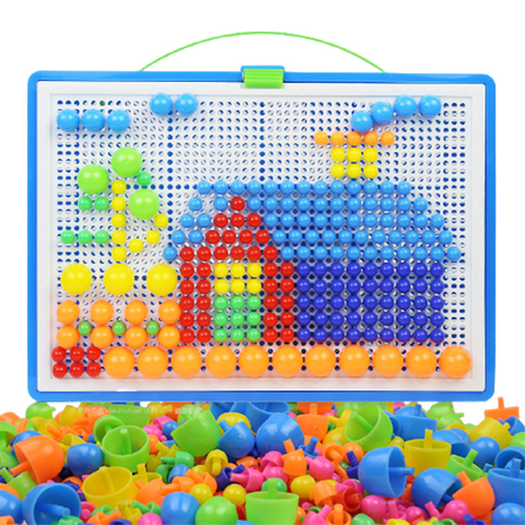296PCS mushroom nail DIY handmade toys children's educational toyschildren's intelligent 3D puzzle game Jigsaw board  gifts ► Photo 1/6