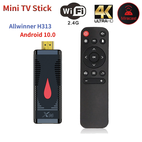 Android 10 TV Stick X96 S400 Allwinner H313 Quad Core 2GB 16GB Smart tv box 4K 60fps 2.4G Wifi Google Player TV Dongle H.265 ► Photo 1/6