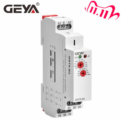 Free Shipping GEYA GRT8-B Off Delay Time Relay Electronic 16A AC230V OR AC/DC12-240V with CE CB Certificate ► Photo 1/6