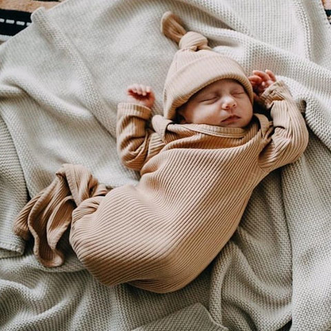 Toddler Newborn Baby Sleeping Bag Sacks Infant Solid Ribbed Long Sleeve Blanket Swaddle Wrap+Hat 2pcs Baby Bedding Clothes ► Photo 1/6