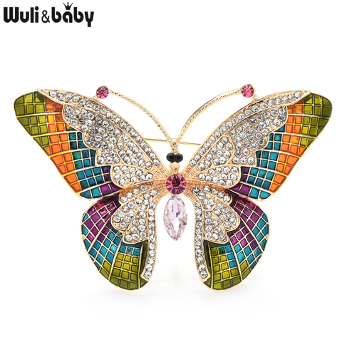 Wuli&baby Big Butterfly Brooches Women Enamel Rhinestone Insects Beauty Office Casual Brooch Pins Gifts ► Photo 1/3