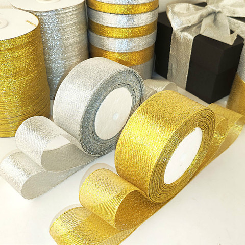 22metersRoll Gold Silver Glitter Satin Ribbon Crafts Wedding Decorative DIY Organza Onions Ribbons Bow Christmas Gift Supplies ► Photo 1/6