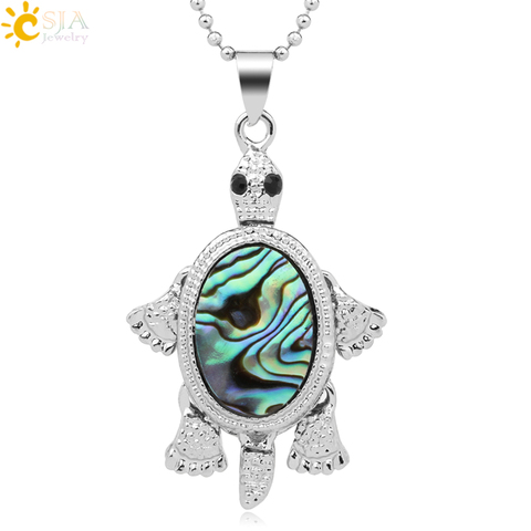 CSJA Colorful Natural Abalone Shell Tortoise Pendant New Zealand Paua Sea Turtle Cute Animal Necklace for Men Women Jewelry G277 ► Photo 1/6