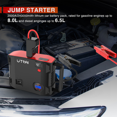 UTRAI 4 IN 1 Car Jump Starter Power Bank 24000mah 2000A with air pump 150PSI Portable Emergency 12V Car Booster Starting charger ► Photo 1/5