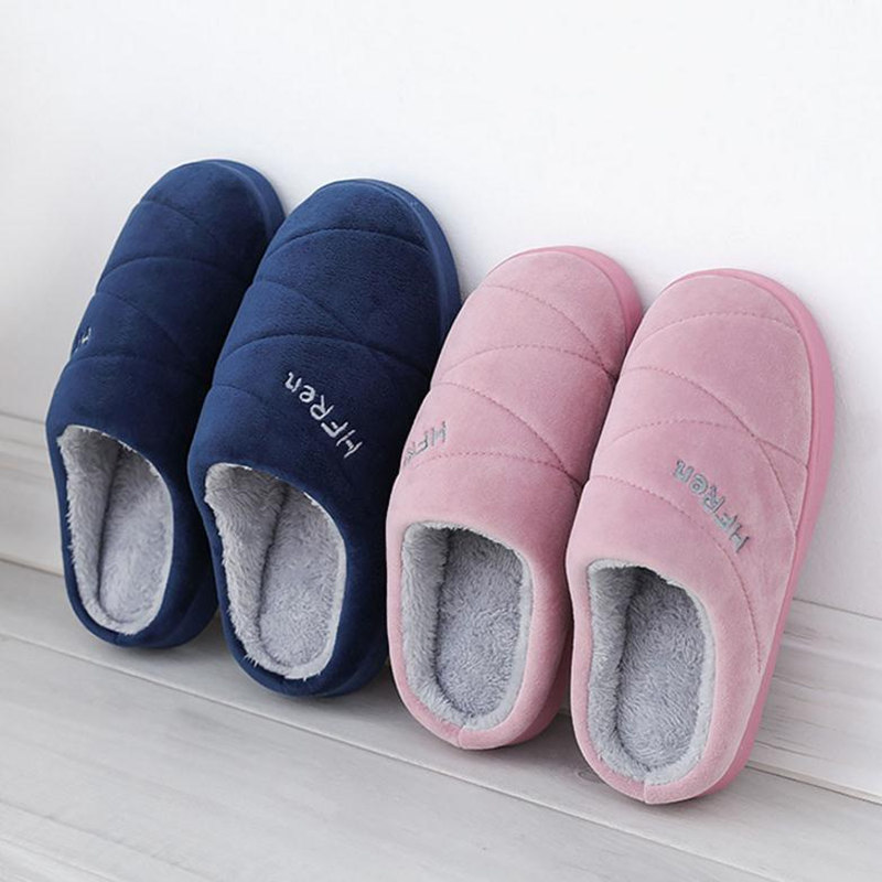 Mens Winter Warm Soft Slippers Shoes Cotton Anti-Slip Flat Indoor Slipper Size 