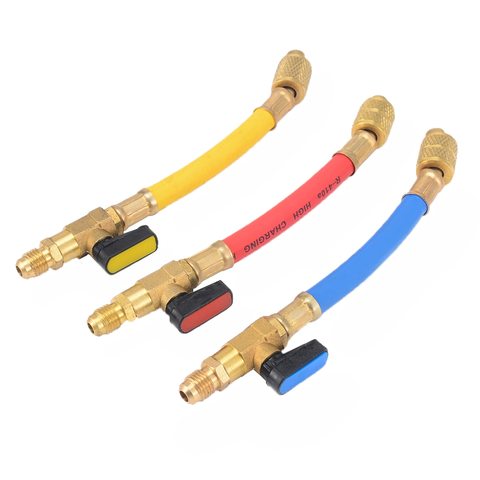 3pcs Practical R134a R410a Manifold Gauge Set A/C Air Condition Refrigeration Charging Hoses 800PSI 19cm 1/4