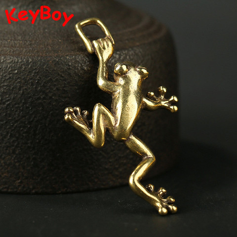 Brass Vintage Small Frog Keychain Pendants for Necklace DIY Keyring Accessories Copper Animal Key Chain Hanging Fashion Jewelry ► Photo 1/6